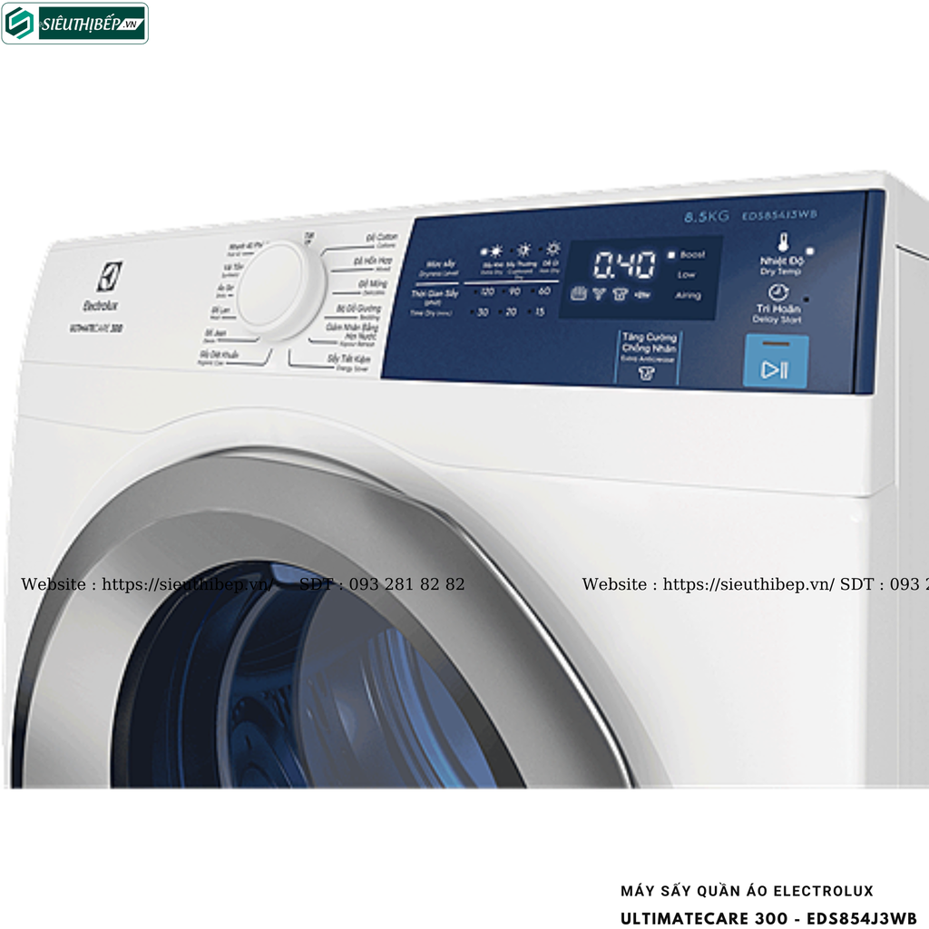 Máy sấy quần áo Electrolux UltimateCare 300 - EDS854J3WB (8.5KG - Sấy thông hơi)