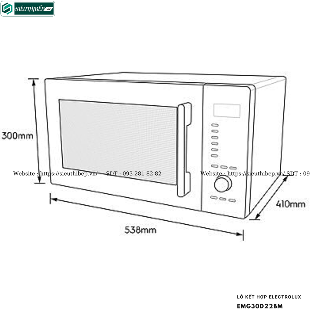 Lò kết hợp Electrolux UltimateTaste 500 - EMG30D22BM (Lò vi sóng kết hợp nướng đối lưu để bàn - 30 Lít)