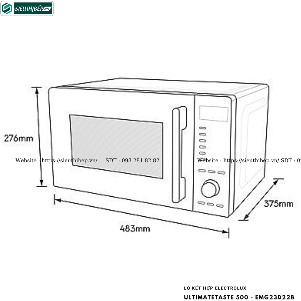 Lò kết hợp Electrolux UltimateTaste 500 - EMG23D22B (Lò vi sóng kết hợp nướng đối lưu để bàn - 23 Lít)