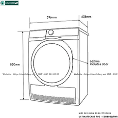 Máy sấy quần áo Electrolux UltimateCare 700 - EDH803Q7WB (8KG - Sấy bơm nhiệt Heat Pump)