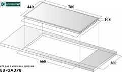 Bếp gas Eurosun EU - GA378  (3 vùng nấu)