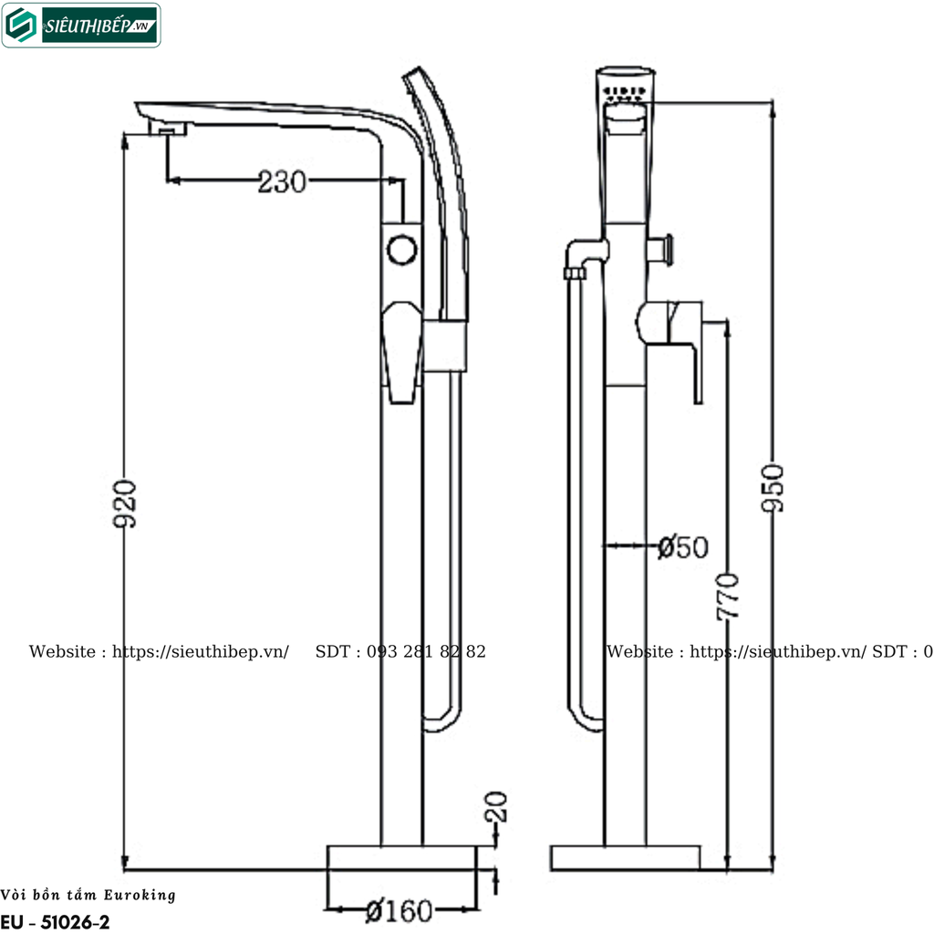 Vòi bồn tắm Euroking EU - 51026-2