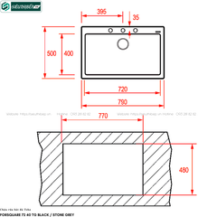 Chậu rửa bát Teka FORSQUARE 72 40 TG Black / Stone Grey (Đá 1 hộc rửa - Made in Italya)