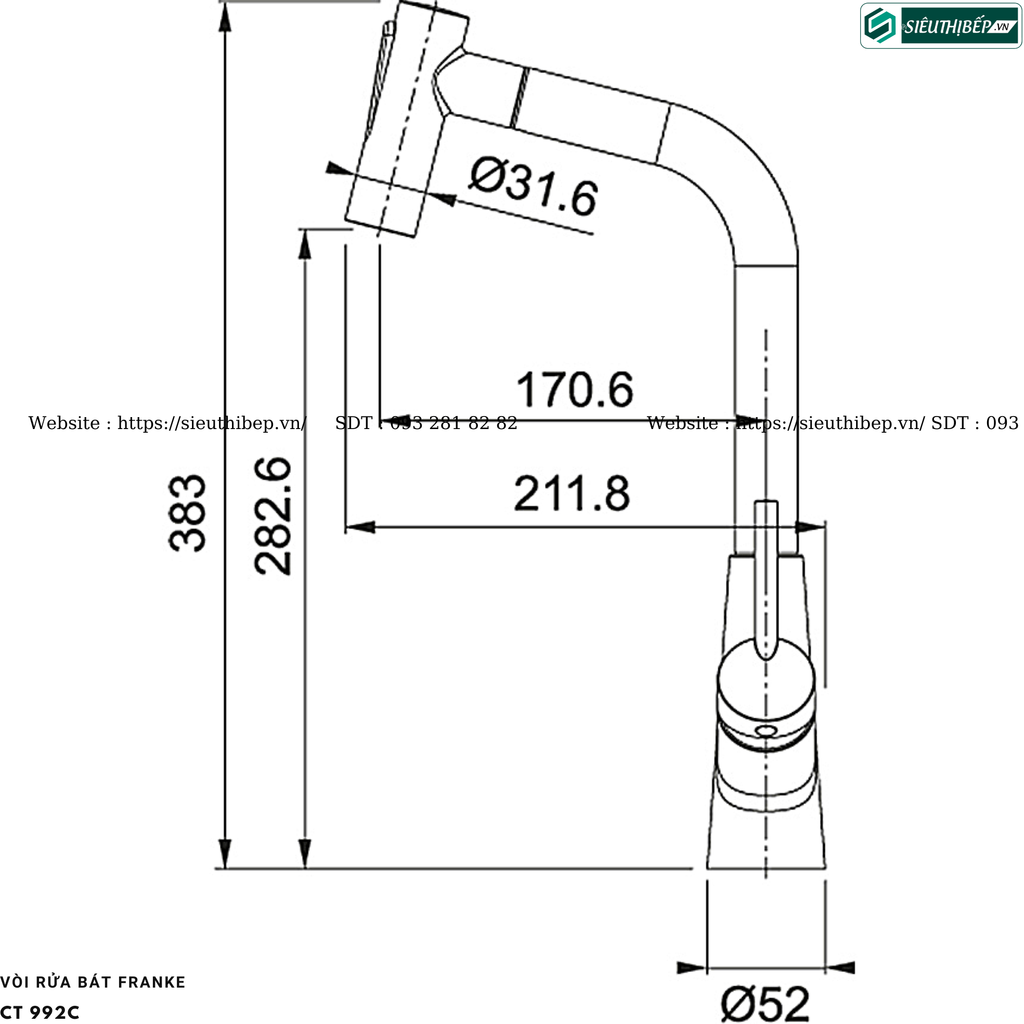 Vòi rửa bát Franke CT 992C (Mạ Chrome)