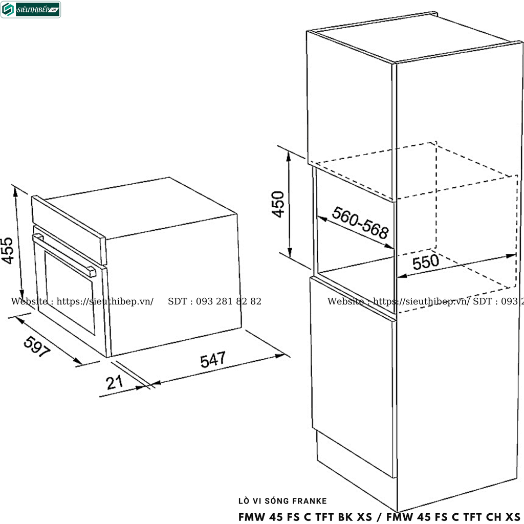 Lò vi sóng Franke FMW 45 FS C TFT BK XS / FMW 45 FS C TFT CH XS (Âm tủ - Made in Slovenkia)