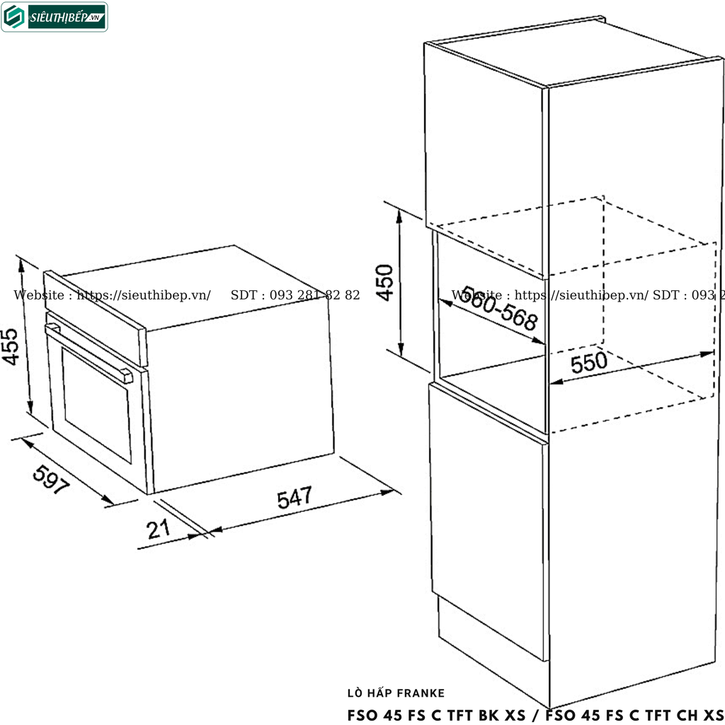 Lò hấp Franke FSO 45 FS C TFT BK XS / FSO 45 FS C TFT CH XS (51 Lít - Made in Slovenia)