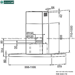 Máy hút mùi Franke FCR 1225 I TC (Đảo, Chữ T - Made in Italy)