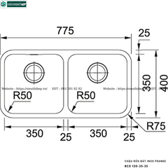 Chậu rửa bát Franke BCX 120-35-35 (Inox, 2 hộc)