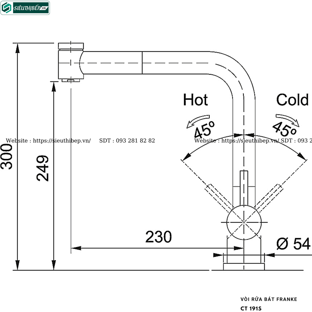 Vòi rửa bát Franke CT 191S (Inox 304)