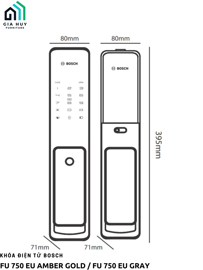 Khóa điện tử Bosch FU 750 EU AMBER GOLD / FU 750 EU GRAY