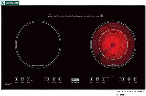Bếp kết hợp Giovani G - 241 ET (Từ kết hợp điện 2 vùng nấu)