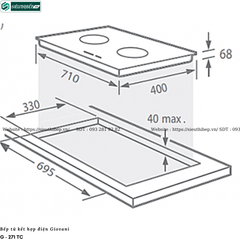 Bếp kết hợp Giovani G - 271 TC (Từ kết hợp điện 2 vùng nấu - Made in Italy)