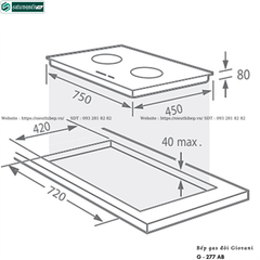 Bếp gas đôi Giovani G - 277 AB (Lắp âm)
