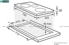 Bếp kết hợp Giovani G - 371 TC (Từ kết hợp điện 3 vùng nấu - Made in Italy)