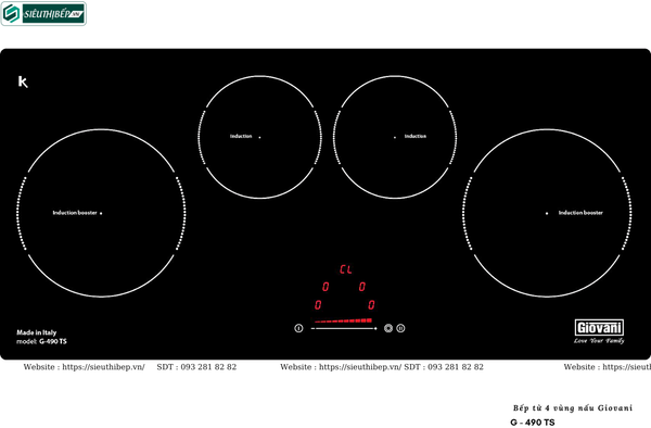 Bếp từ Giovani G - 490 TS (4 vùng nấu - Made in Italy)