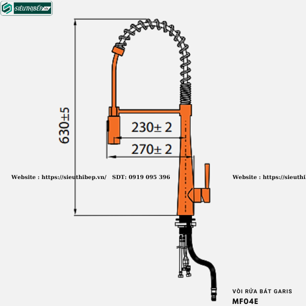 Vòi rửa bát Garis MF04E (Đồng, Mạ PVD bóng mờ)