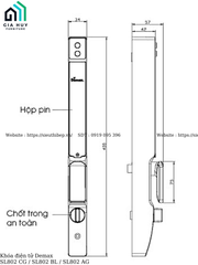 Khóa điện tử Demax SL802 CG / SL802 BL / SL802 AG (Champagne Gold / Đen / Xám nhôm - Mở khóa bằng APP WIFI / Remote - Dùng cho cửa chính, nhôm, sắt , inox)