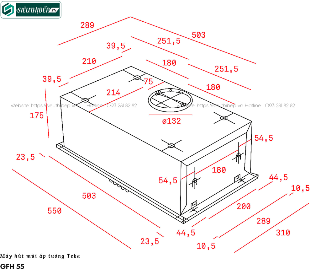 Máy hút mùi Teka GFH 55 (Âm tủ - Made in Portugal)