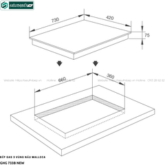 Bếp gas Malloca GHG 733B NEW (3 vùng nấu)
