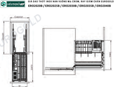 Giá dao thớt Eurogold ERO 2020B / ERO 2025B / ERO 2030B / ERO 2035B / ERO 2040B ( Inox nan vuông mạ crom, ray giảm chấn)