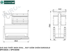 Giá dao thớt Eurogold EPV2035 / EPV2040 (Inox oval , ray giảm chấn)