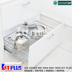 Giá xoong nồi Kit Plus DG60S / DG70S / DG80S / DG90S (Lắp âm tủ - Lắp gắn cánh - Inox nan tròn)