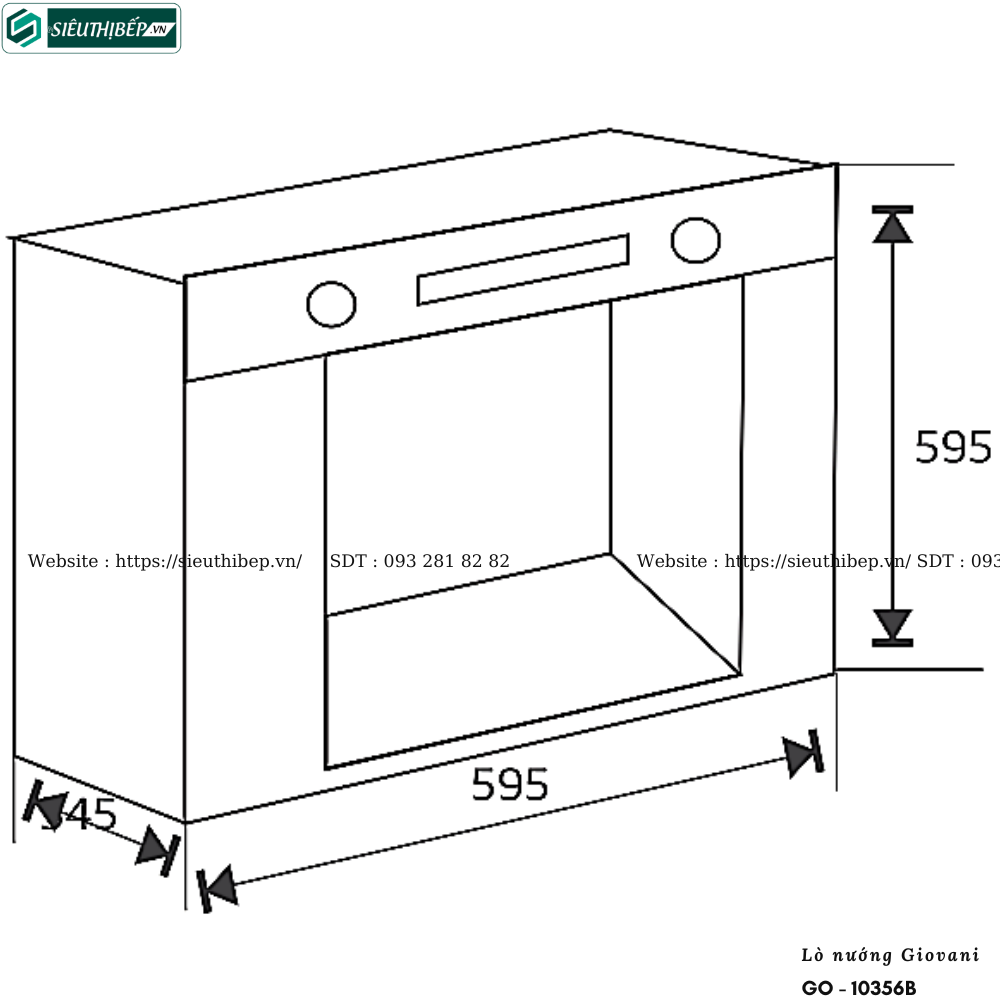 Lò nướng Giovani GO - 10356B (Âm tủ - 56 Lít)