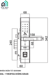 Khoá điện tử Giovani GSL - 118C87GG APP (Vàng Gold)