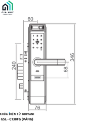 Khóa điện tử Giovani GSL - C138FG (Vàng) Mở khóa bằng APP