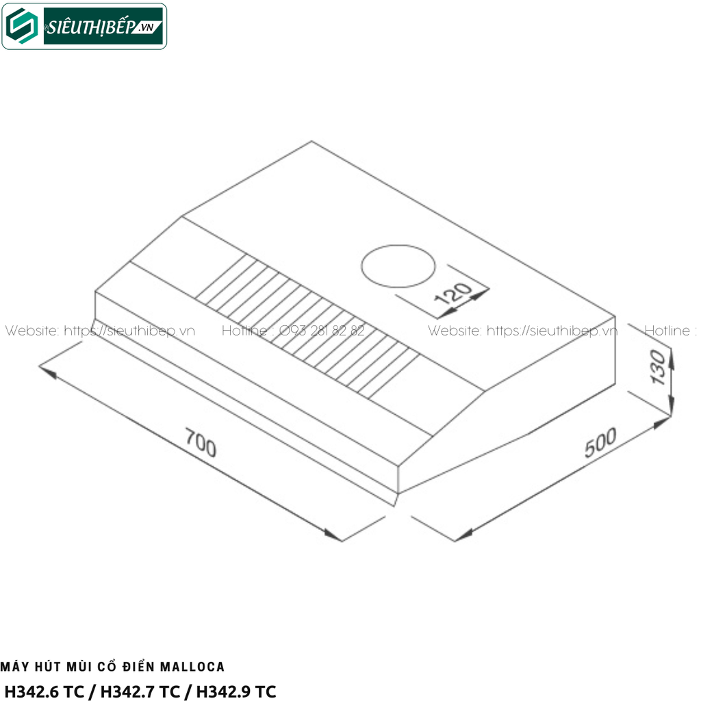 Máy hút mùi Malloca H342.6 TC / H342.7 TC / H342.9 TC (Cổ điển)