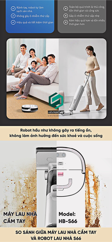 Robot hút bụi lau nhà Hubert HB - S66 (Điều khiển bằng APP, giọng nói)