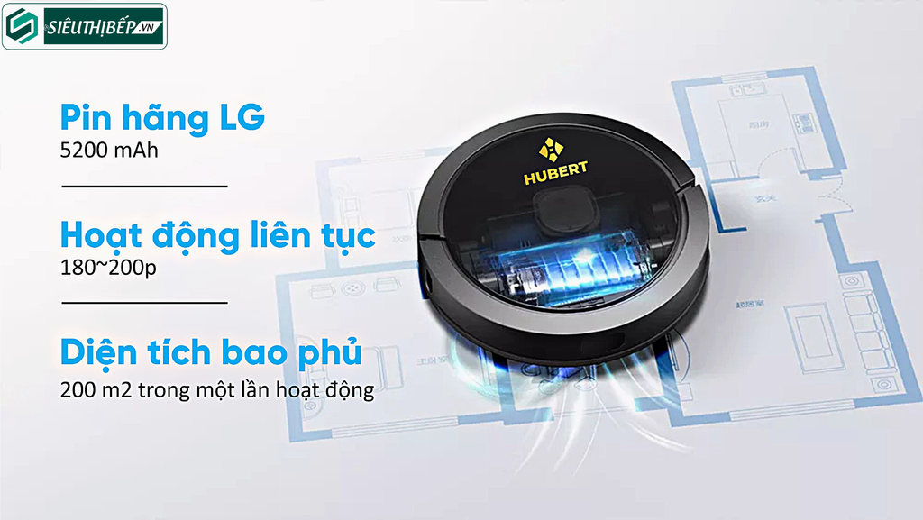 Robot hút bụi lau nhà Hubert HB - S68 - W Plus / HB - S68 - B Plus