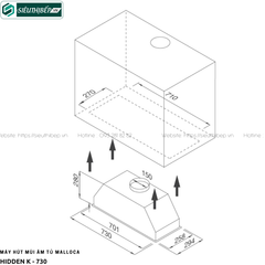 Máy hút mùi Malloca HIDDEN K - 730 (Âm tủ - Made in Italy)