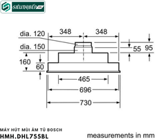 Máy hút mùi Bosch HMH DHL755BL - Serie 4 (Âm tủ - Made in Germany)