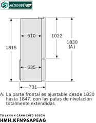 Tủ lạnh Bosch HMH KFN96APEAG - Serie 6 (4 cánh chéo)