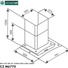 Máy hút mùi Canzy CZ M6770 (Áp tường - kính cong)