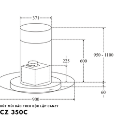 Máy hút mùi đảo Canzy CZ 350C (Treo độc lập - Tròn)