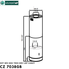 Máy hút mùi đảo Canzy CZ 7038GB (Treo độc lập - Tròn)