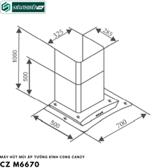 Máy hút mùi Canzy CZ M6670 (Áp tường - kính cong)