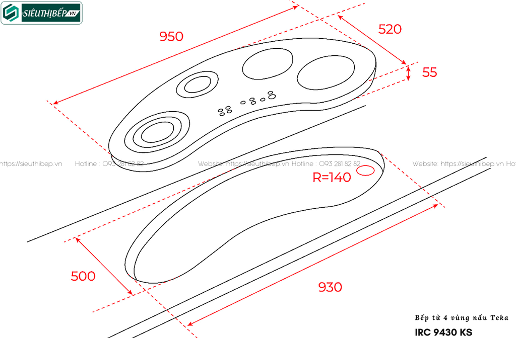 Bếp từ Teka IRC 9430 KS (4 vùng nấu - Made in Turkey)