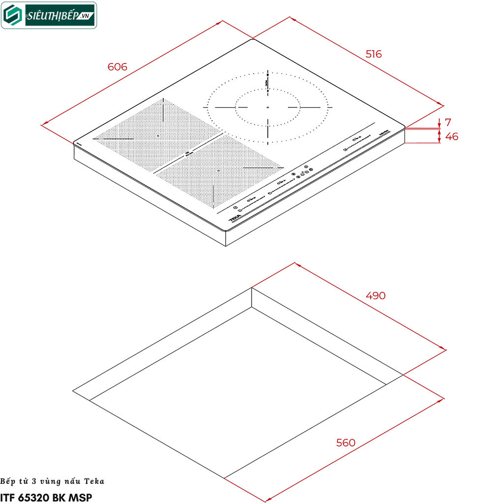 Bếp từ Teka ITF 65320 BK MSP (3 vùng nấu - Made in Turkey)