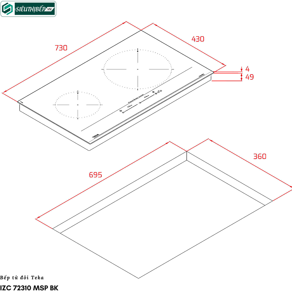 Bếp từ đôi Teka IZC 72310 MSP BK - Made in Turkey