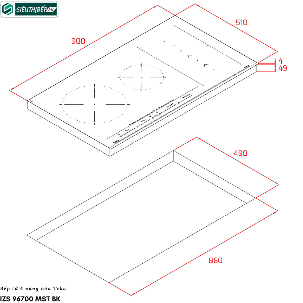 Bếp từ Teka IZS 96700 MST BK (4 vùng nấu - Made in Turkey)