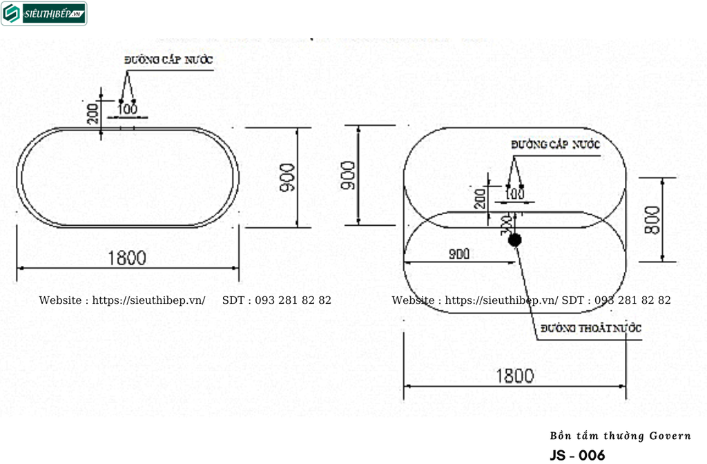 Bồn tắm Govern JS - 006 (Bồn tắm nghệ thuật không bao gồm vòi sen)