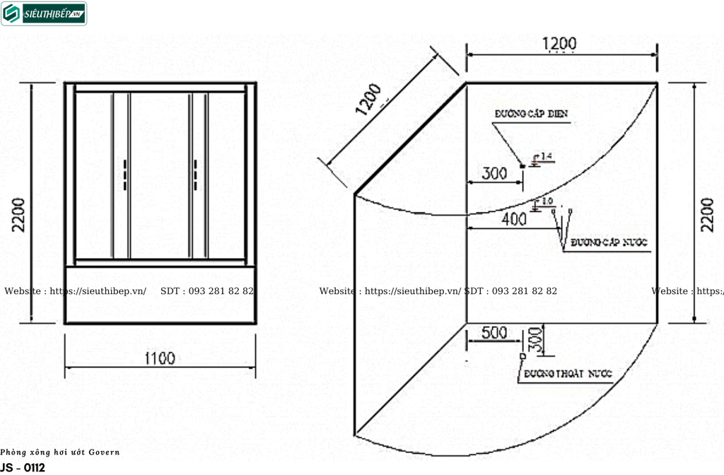 Phòng tắm xông hơi ướt Govern JS - 0112 (Đế thấp)