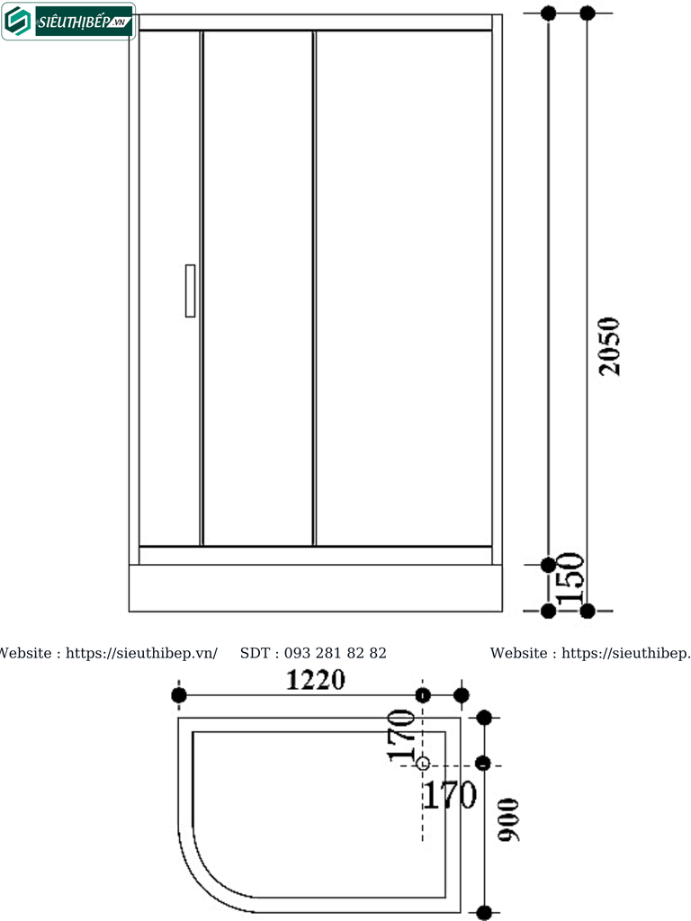 Bồn tắm phòng vách kính Govern JS - 8130 (Có kệ đựng xà phòng, đế thấp)