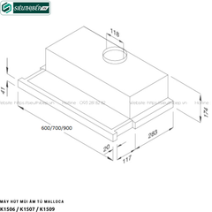 Máy hút mùi Malloca K1506 / K1507 / K1509 (Âm tủ - Made in Turkey)