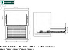 Kệ xoong nồi Eurogold EG6160 / EG6170 / EG6175 / EG6180 / EG6190 (Inox nan âm tủ - gắn cánh , ray giảm chấn)