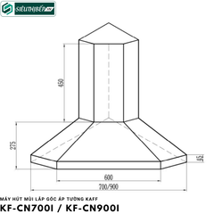 Máy hút mùi áp tường Kaff KF - CN700I / KF - CN900I (Lắp góc)