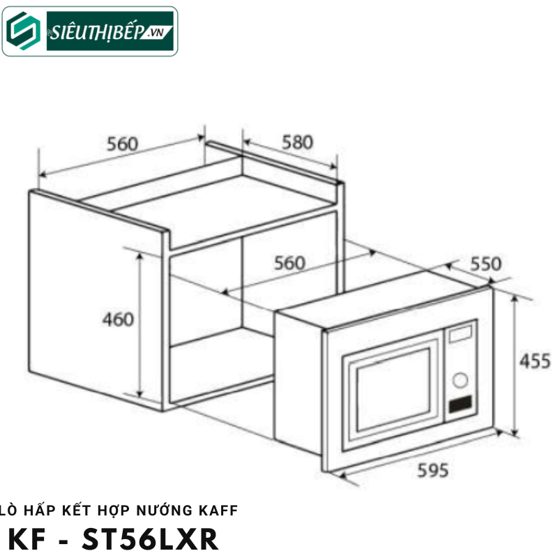 Lò kết hợp Kaff KF - ST56LXR (Lò hấp kết hợp nướng - 56 Lít)